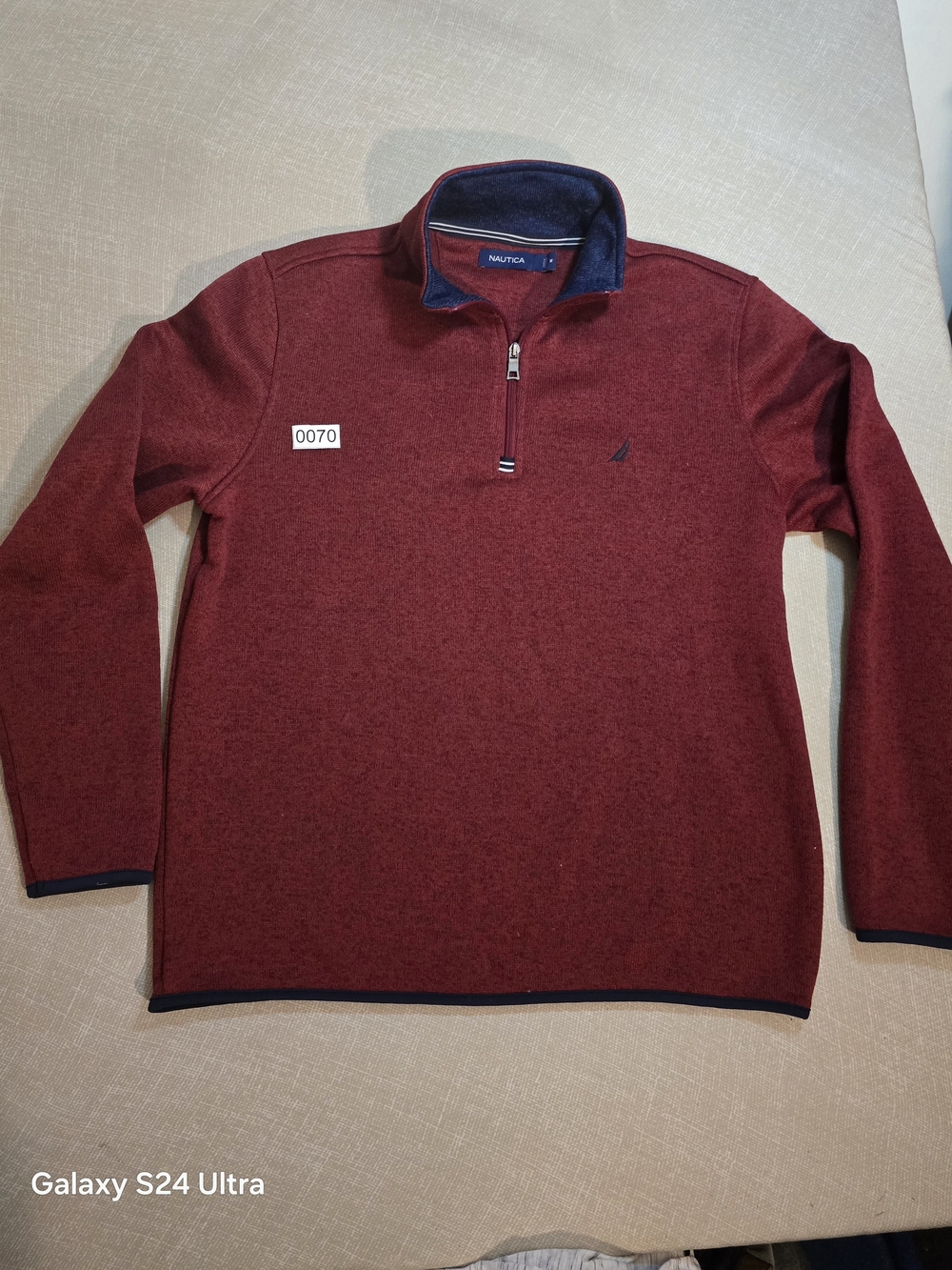 Nautica Men's Red Quarter-Zip Sweater